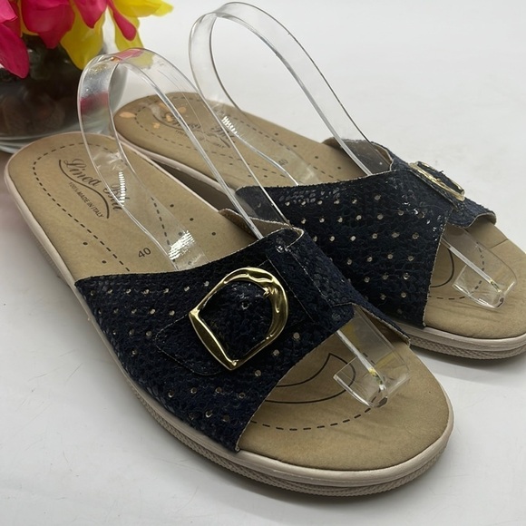 Linea Blu Made in Italy slip on blue slides Sz 40. MCS0719D - Picture 1 of 7